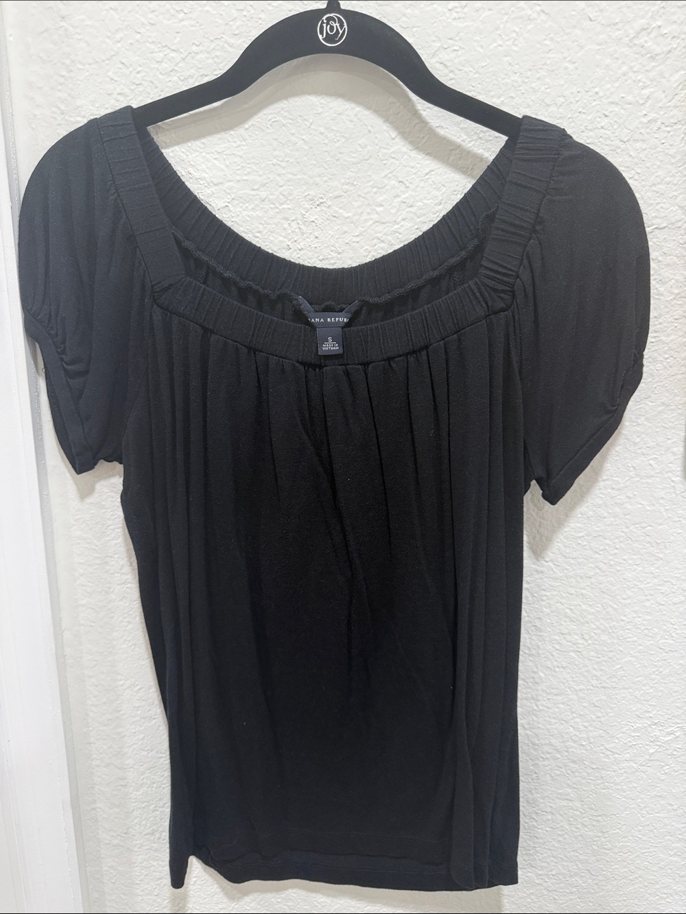Banana Republic Black Square-Neck Short Sleeve Top